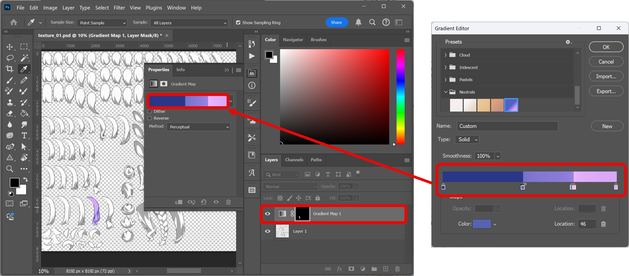 Example: gradient map for color remapping