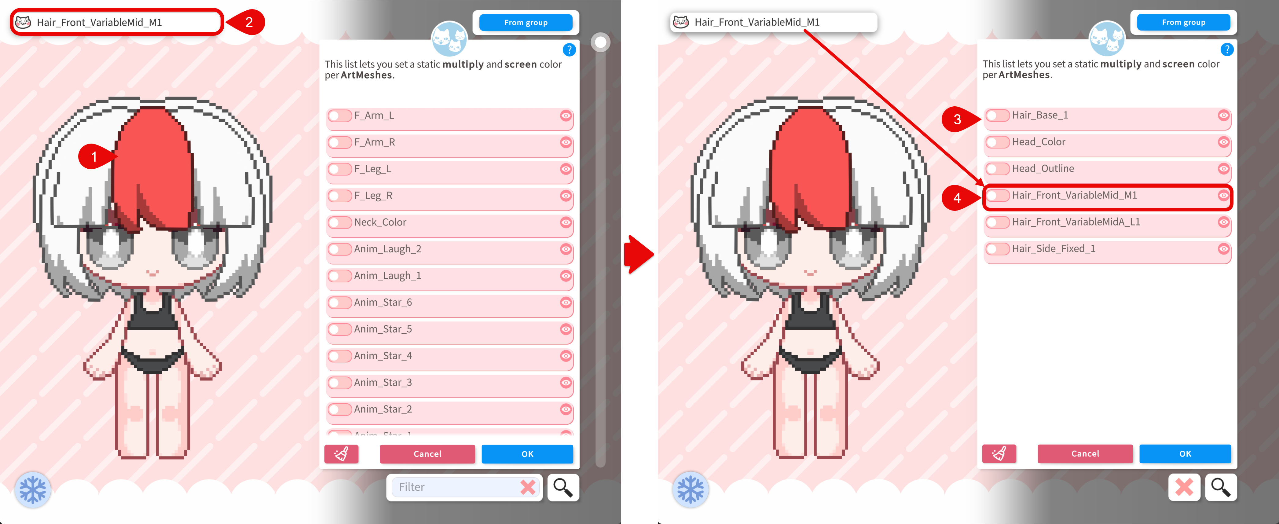 Find the ArtMesh under the cursor