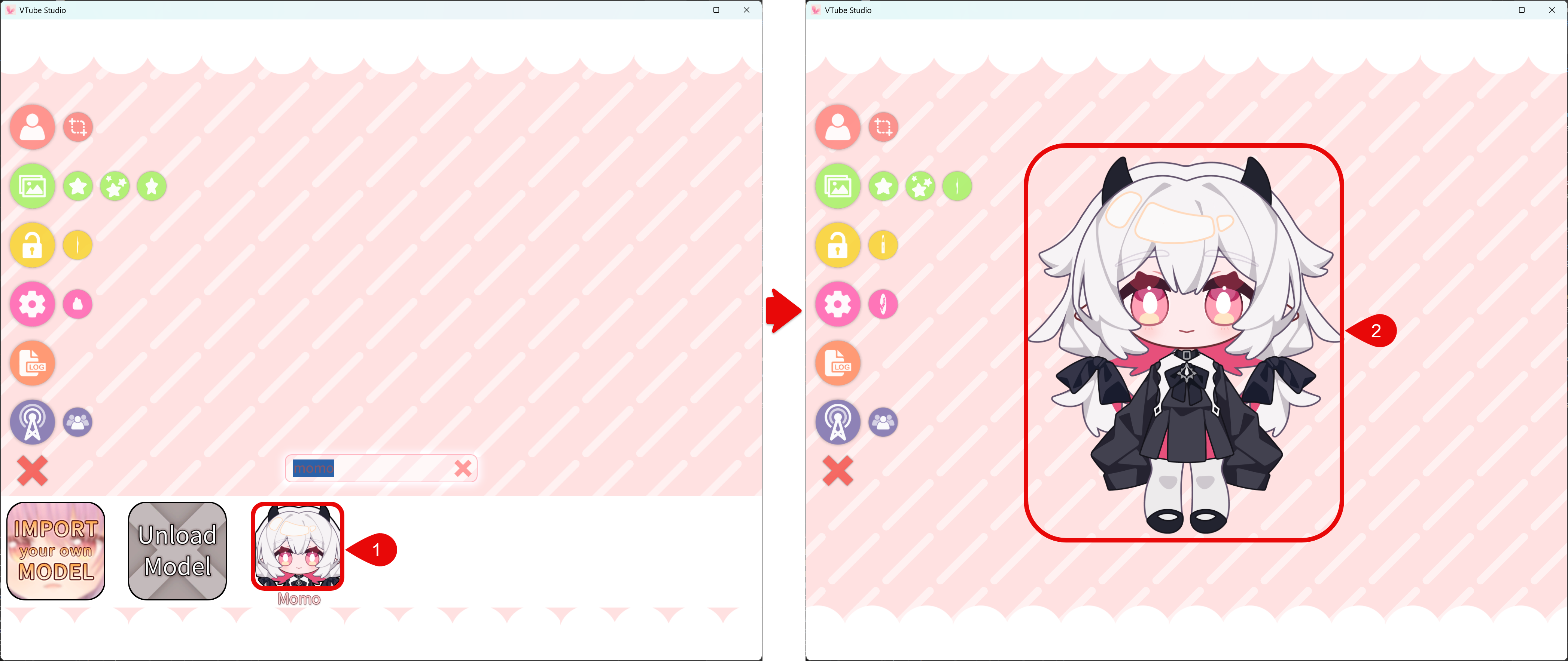 Select and load the model in VTube Studio